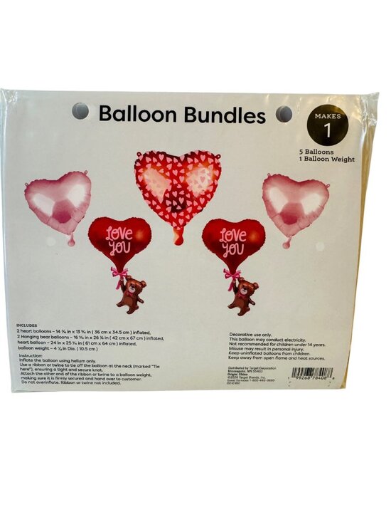 Target Other - Balloon Bundle With Heart & Bear Designs Includes 5 Balloons & Weight
